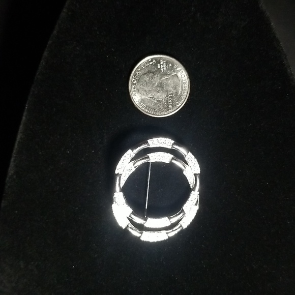 Vintage Signed Emmons Silver Brooch, Double Open Circles, Hammered Details - Picture 4 of 6